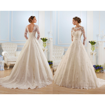 Lange Ärmel weißes Hochzeitskleid (mm021)